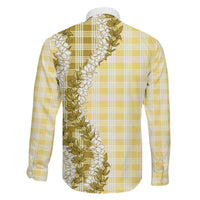 Yellow Hawaii Palaka Family Matching Short Sleeve Bodycon Dress and Hawaiian Shirt Hawaiian Honohono Lei LT05 - Polynesian Pride