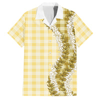 Yellow Hawaii Palaka Family Matching Summer Maxi Dress and Hawaiian Shirt Hawaiian Honohono Lei LT05 Dad's Shirt - Short Sleeve Yellow - Polynesian Pride