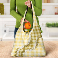 Yellow Hawaii Palaka Grocery Bag Hawaiian Honohono Lei