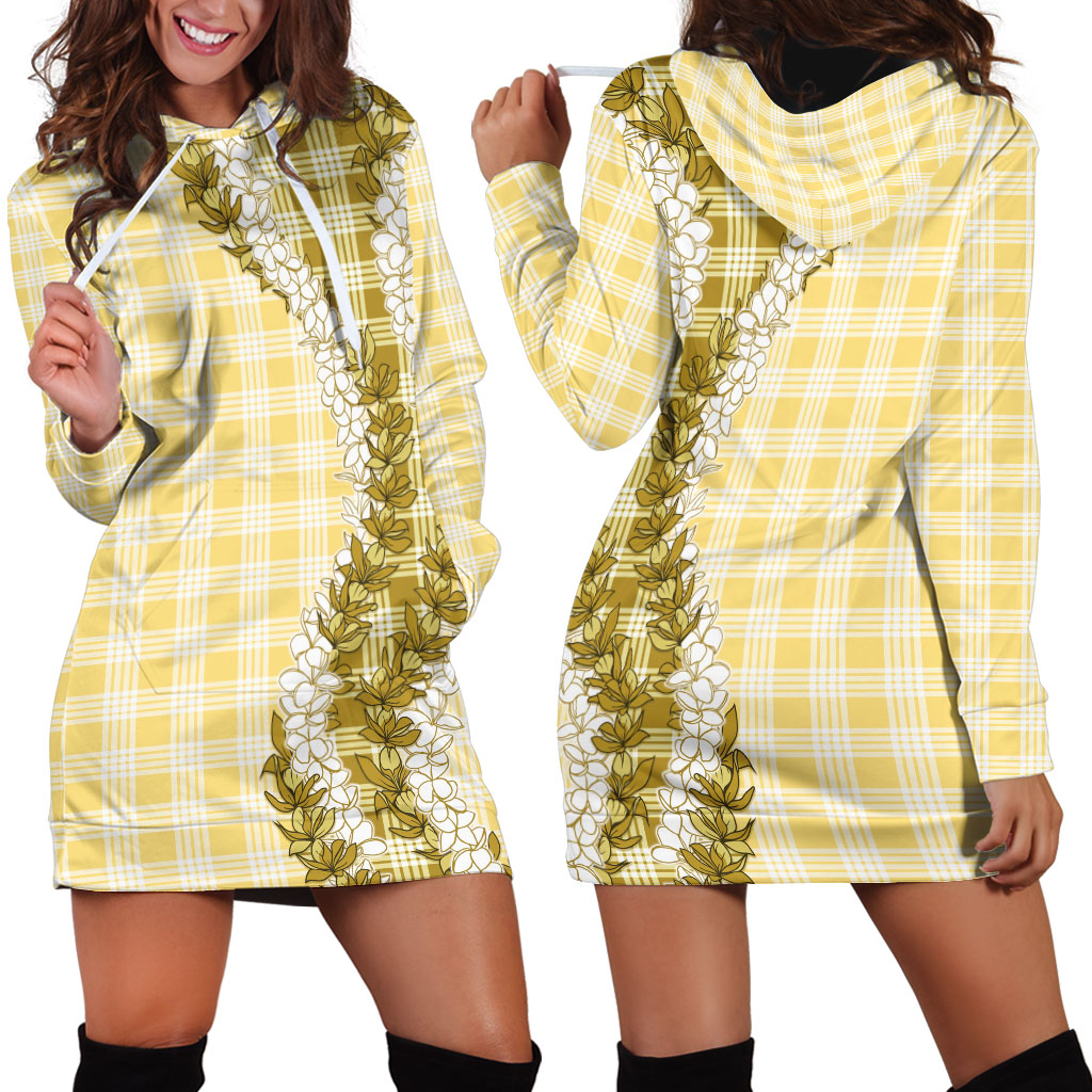 Yellow Hawaii Palaka Hoodie Dress Hawaiian Honohono Lei LT05 - Polynesian Pride