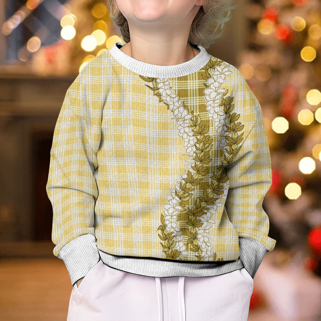 Yellow Hawaii Palaka Kid Ugly Christmas Sweater Hawaiian Honohono Lei LT05 - Polynesian Pride