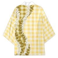 Yellow Hawaii Palaka Kimono Hawaiian Honohono Lei