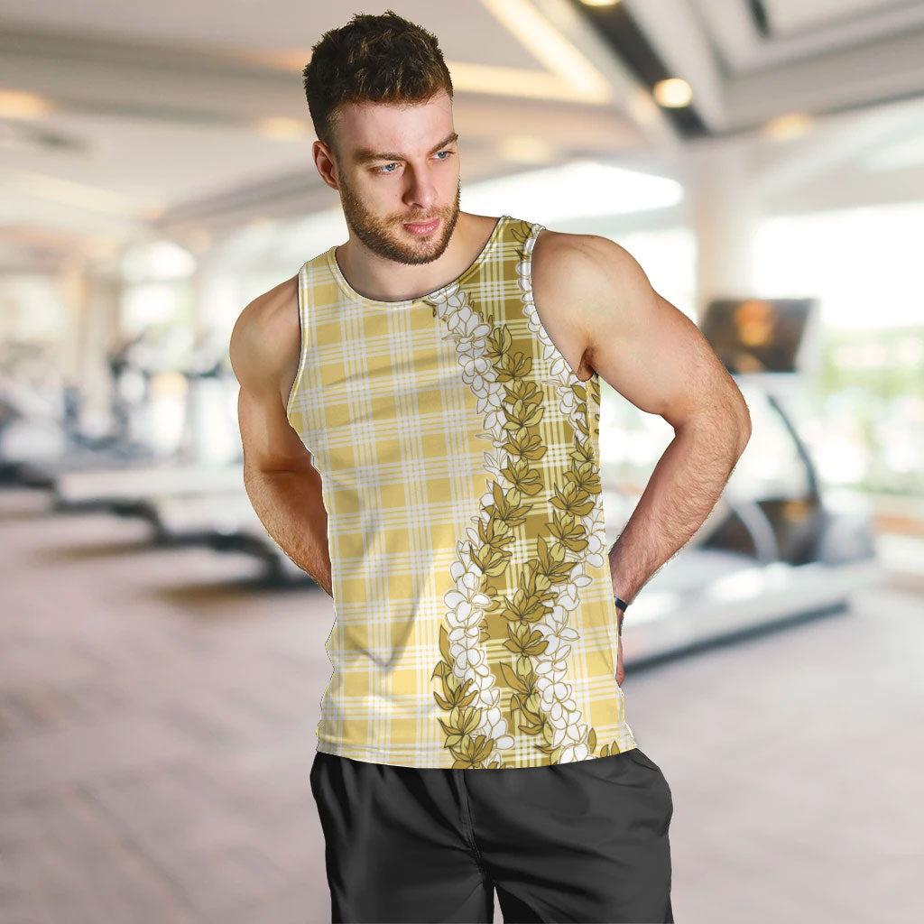 Yellow Hawaii Palaka Men Tank Top Hawaiian Honohono Lei