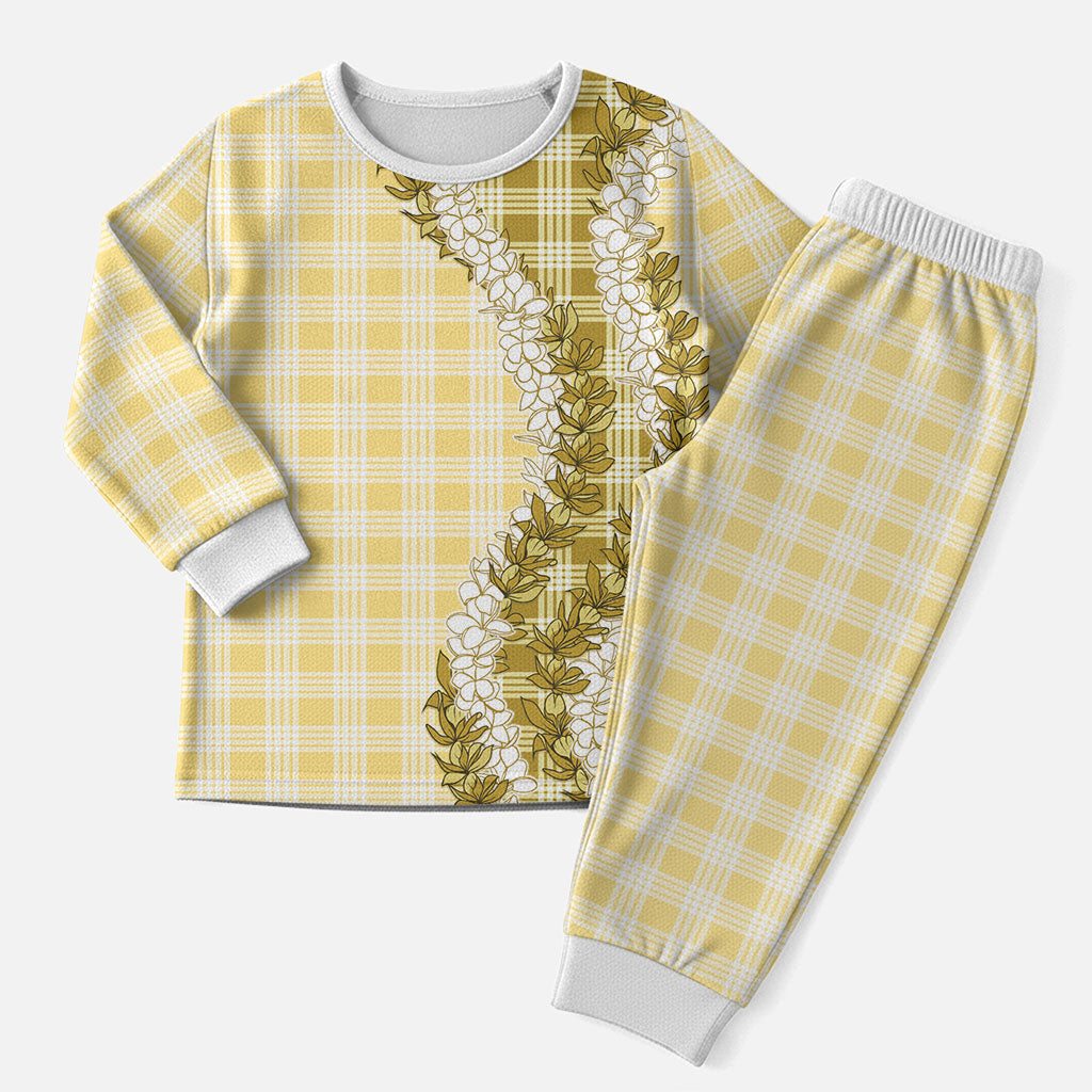 Yellow Hawaii Palaka Christmas Pajama Set Hawaiian Honohono Lei LT05 Men Yellow - Polynesian Pride