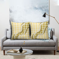Yellow Hawaii Palaka Pillow Cover Hawaiian Honohono Lei