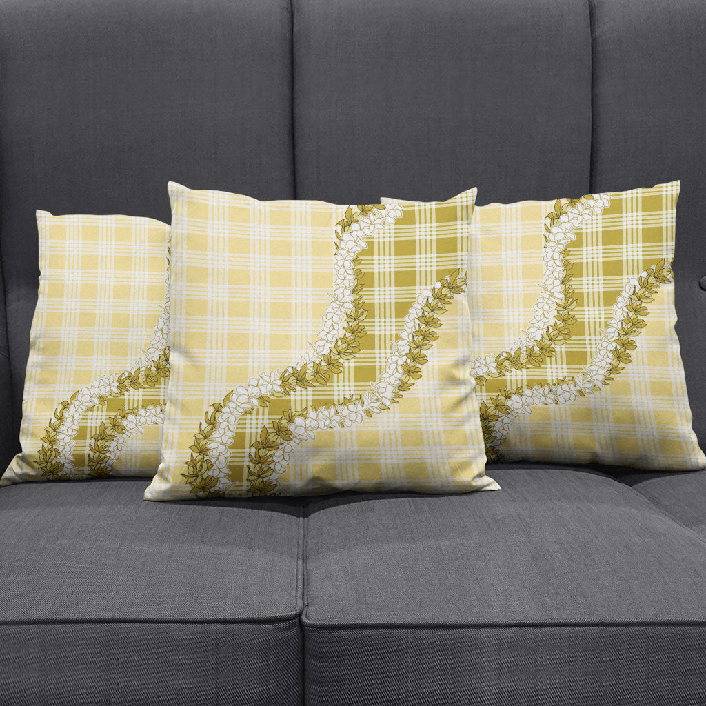 Yellow Hawaii Palaka Pillow Cover Hawaiian Honohono Lei