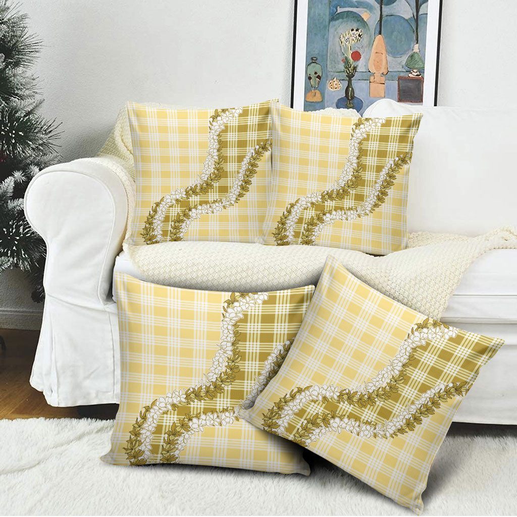 Yellow Hawaii Palaka Pillow Cover Hawaiian Honohono Lei