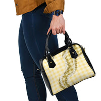 Yellow Hawaii Palaka Shoulder Handbag Hawaiian Honohono Lei