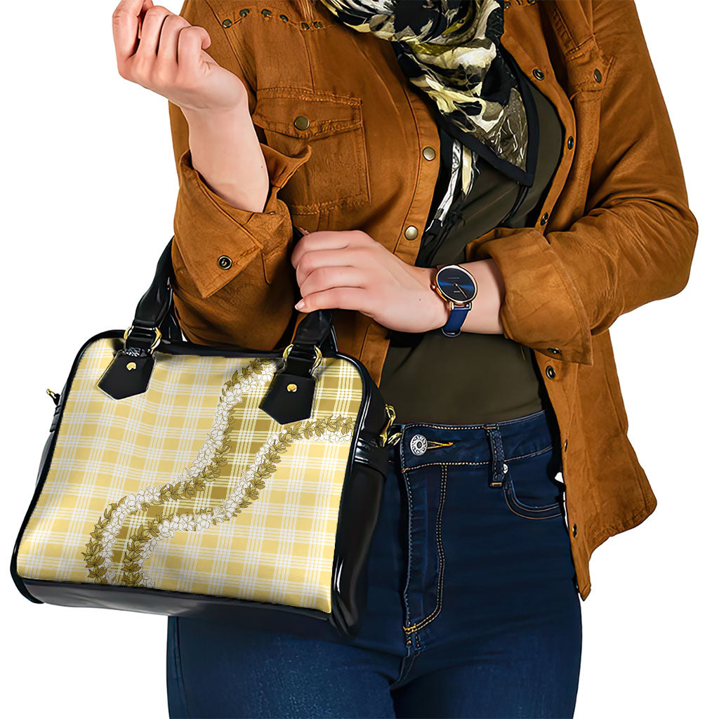 Yellow Hawaii Palaka Shoulder Handbag Hawaiian Honohono Lei