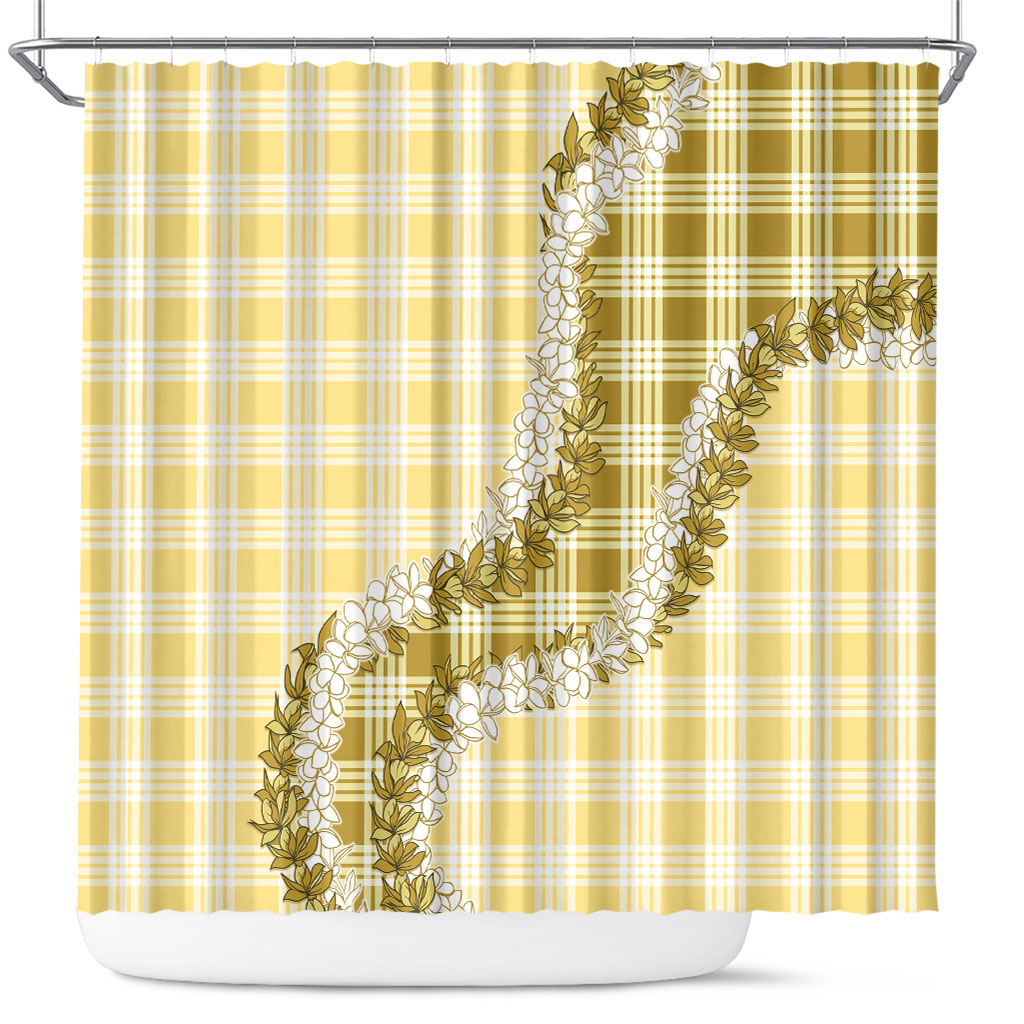 Yellow Hawaii Palaka Shower Curtain Hawaiian Honohono Lei