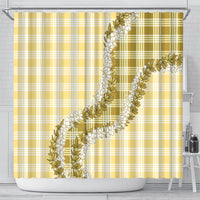 Yellow Hawaii Palaka Shower Curtain Hawaiian Honohono Lei
