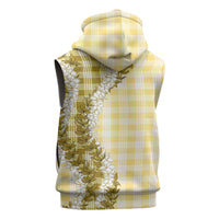Yellow Hawaii Palaka Sleeveless Hoodie Hawaiian Honohono Lei