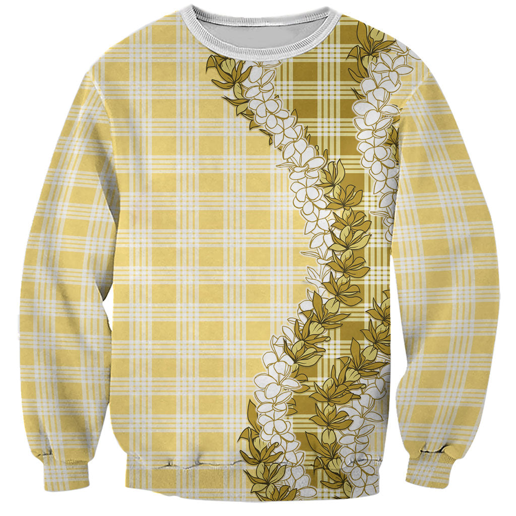 Yellow Hawaii Palaka Sweatshirt Hawaiian Honohono Lei