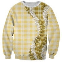 Yellow Hawaii Palaka Sweatshirt Hawaiian Honohono Lei
