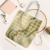 Yellow Hawaii Palaka Tote Bag Hawaiian Honohono Lei