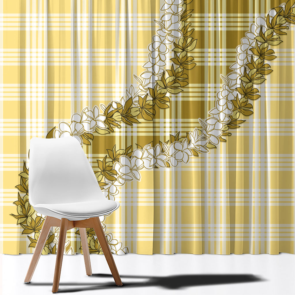 Yellow Hawaii Palaka Window Curtain Hawaiian Honohono Lei