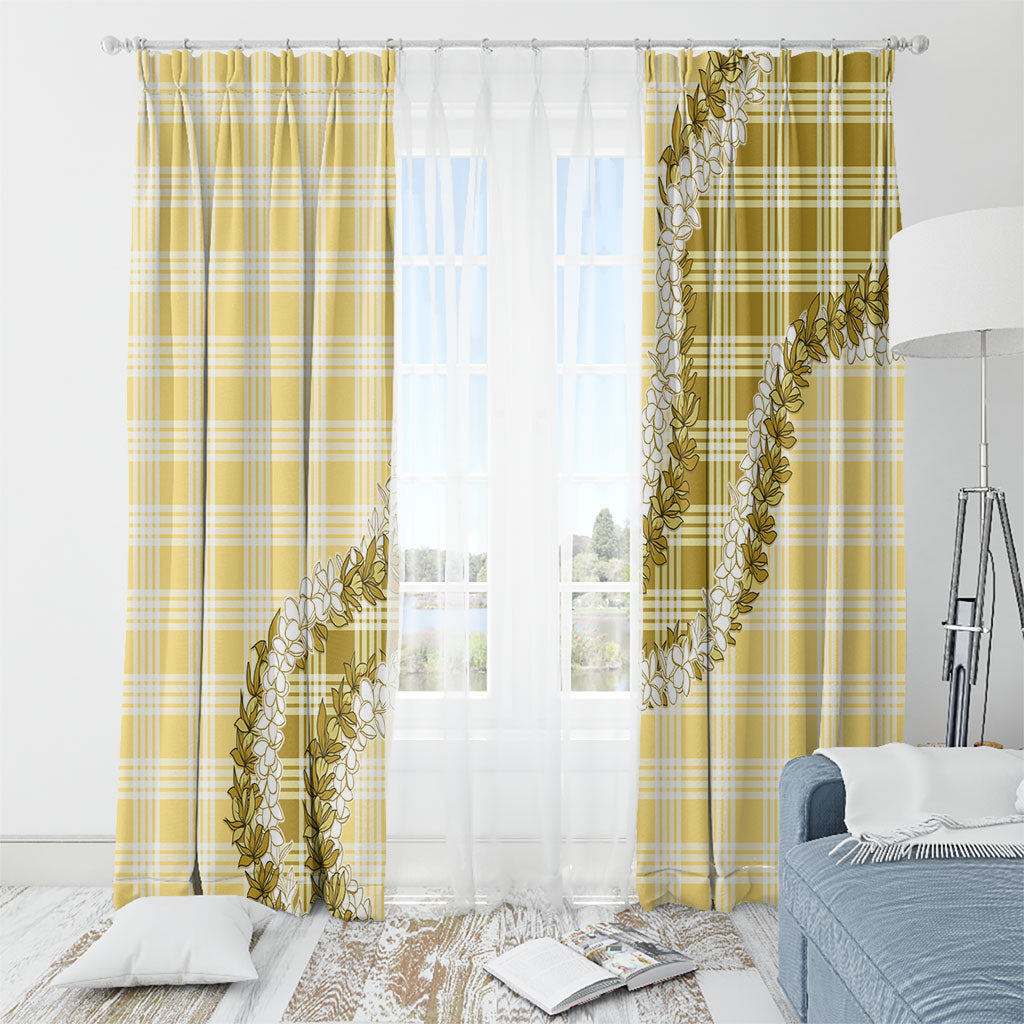 Yellow Hawaii Palaka Window Curtain Hawaiian Honohono Lei