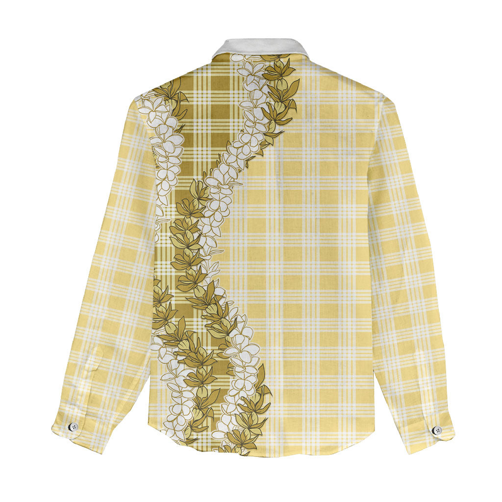 Yellow Hawaii Palaka Women Casual Shirt Hawaiian Honohono Lei LT05 - Polynesian Pride