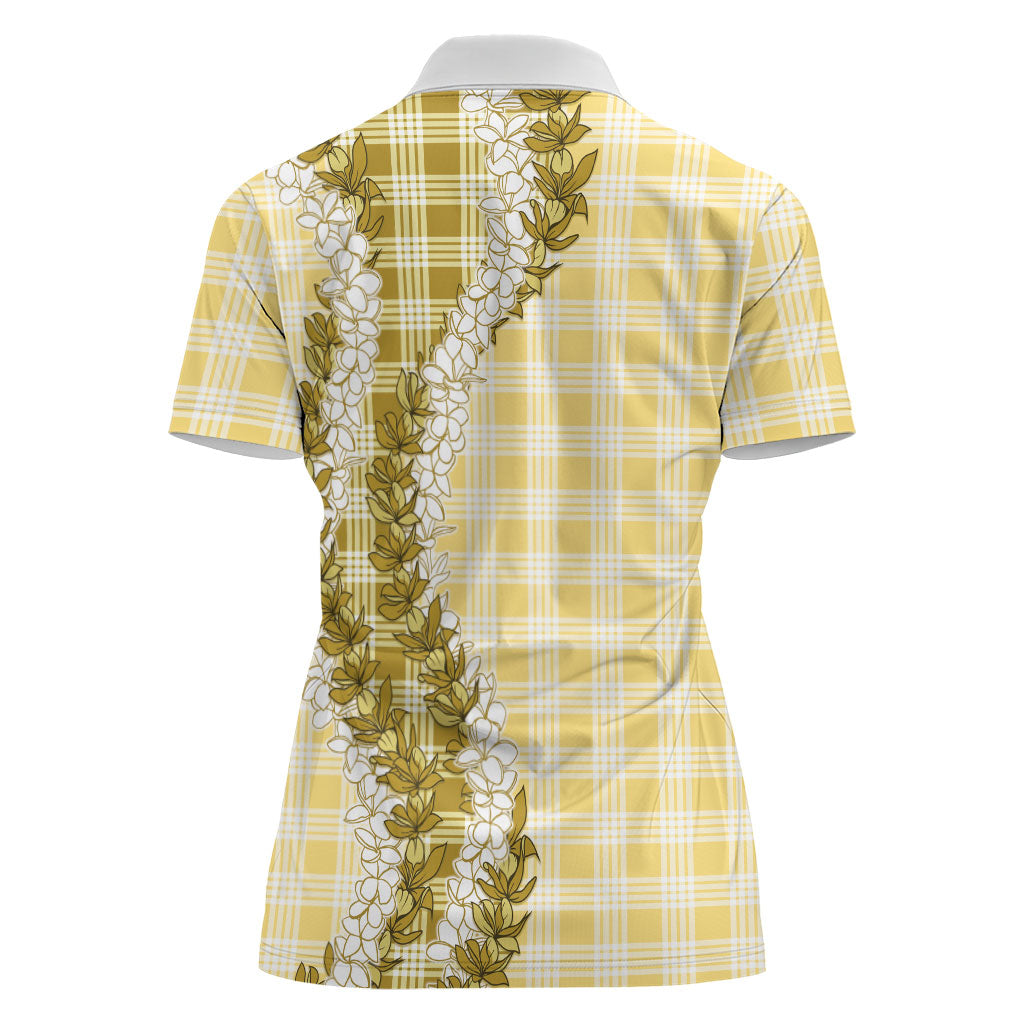 Yellow Hawaii Palaka Women Polo Shirt Hawaiian Honohono Lei LT05 - Polynesian Pride