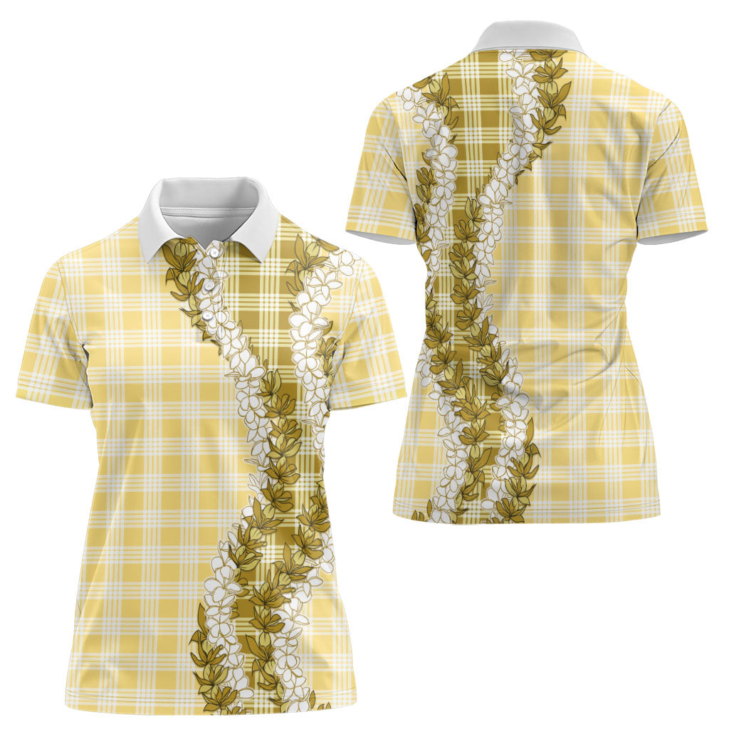 Yellow Hawaii Palaka Women Polo Shirt Hawaiian Honohono Lei LT05 - Polynesian Pride
