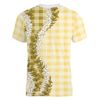Yellow Hawaii Palaka Women V-Neck T-Shirt Hawaiian Honohono Lei LT05 - Polynesian Pride