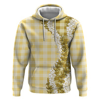 Yellow Hawaii Palaka Zip Hoodie Hawaiian Honohono Lei
