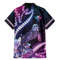 Hawaiian Monk Seal Family Matching Mermaid Dress and Hawaiian Shirt Kakau Tribal Pattern Violet Gradient LT05 - Polynesian Pride