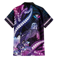 Hawaiian Monk Seal Family Matching Puletasi and Hawaiian Shirt Kakau Tribal Pattern Violet Gradient LT05 - Polynesian Pride