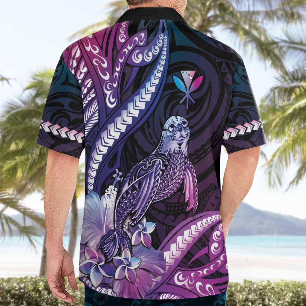 Hawaiian Monk Seal Hawaiian Shirt Kakau Tribal Pattern Violet Gradient LT05 - Polynesian Pride