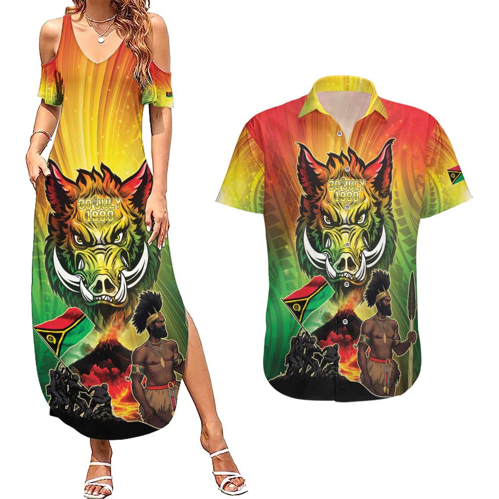Vanuatu July 30th 1980 Couples Matching Summer Maxi Dress and Hawaiian Shirt Happy Independence Day LT05 Reggae - Polynesian Pride