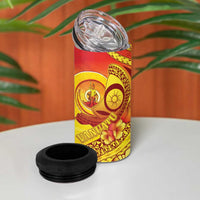 Vanuatu 45 Yia Indipendens Anivesari 4 in 1 Can Cooler Tumbler Tamtam Drum With Boar Tusk LT05 - Polynesian Pride