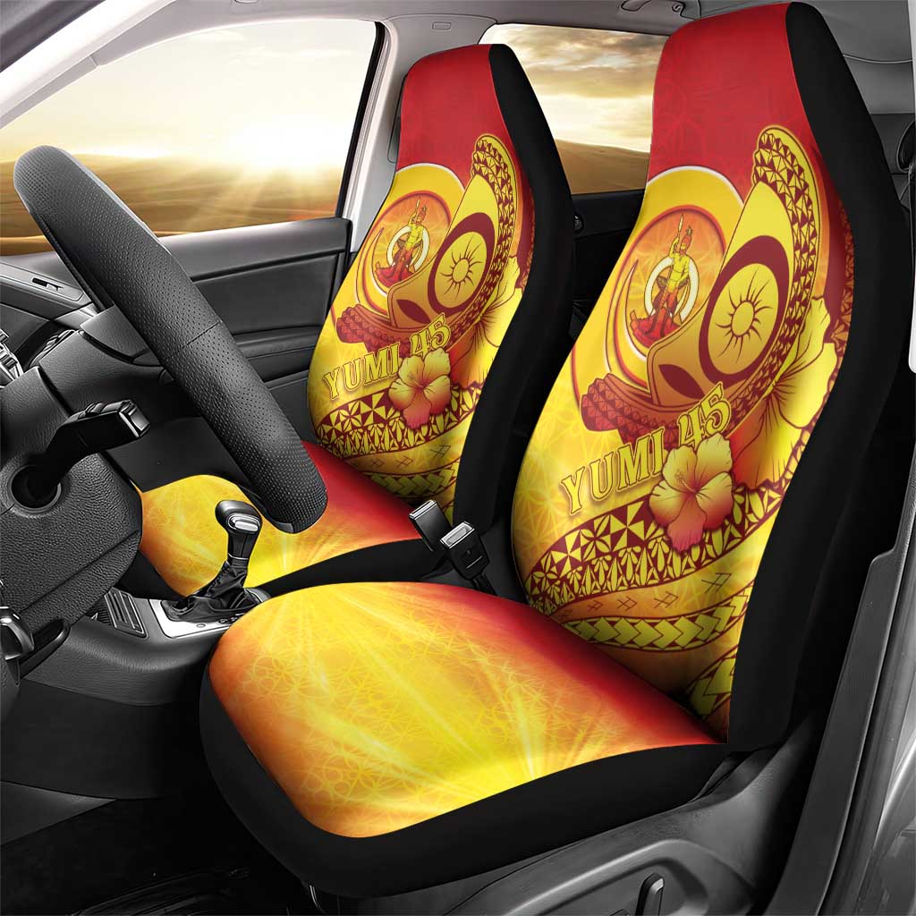 Vanuatu 45 Yia Indipendens Anivesari Car Seat Cover Tamtam Drum With Boar Tusk LT05 - Polynesian Pride