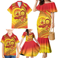 Vanuatu 45 Yia Indipendens Anivesari Family Matching Mermaid Dress and Hawaiian Shirt Tamtam Drum With Boar Tusk LT05 - Polynesian Pride