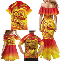 Vanuatu 45 Yia Indipendens Anivesari Family Matching Mermaid Dress and Hawaiian Shirt Tamtam Drum With Boar Tusk LT05 - Polynesian Pride