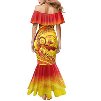 Vanuatu 45 Yia Indipendens Anivesari Family Matching Mermaid Dress and Hawaiian Shirt Tamtam Drum With Boar Tusk LT05 - Polynesian Pride