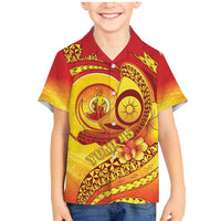 Vanuatu 45 Yia Indipendens Anivesari Family Matching Mermaid Dress and Hawaiian Shirt Tamtam Drum With Boar Tusk LT05 Son's Shirt Yellow - Polynesian Pride