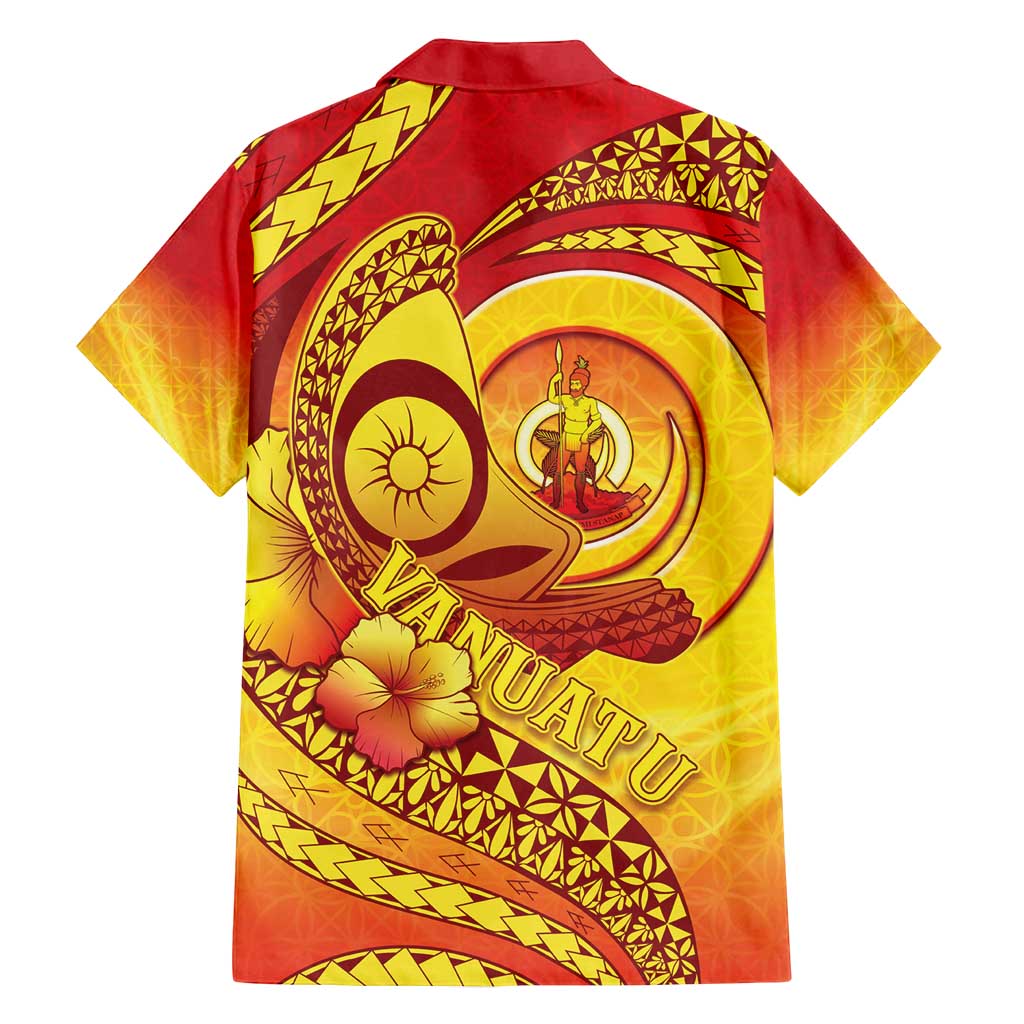 Vanuatu 45 Yia Indipendens Anivesari Family Matching Off Shoulder Short Dress and Hawaiian Shirt Tamtam Drum With Boar Tusk LT05 - Polynesian Pride