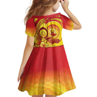 Vanuatu 45 Yia Indipendens Anivesari Family Matching Summer Maxi Dress and Hawaiian Shirt Tamtam Drum With Boar Tusk LT05 - Polynesian Pride