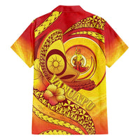 Vanuatu 45 Yia Indipendens Anivesari Family Matching Summer Maxi Dress and Hawaiian Shirt Tamtam Drum With Boar Tusk LT05 - Polynesian Pride
