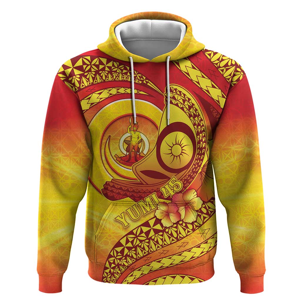 Vanuatu 45 Yia Indipendens Anivesari Hoodie Tamtam Drum With Boar Tusk LT05 Pullover Hoodie Yellow - Polynesian Pride