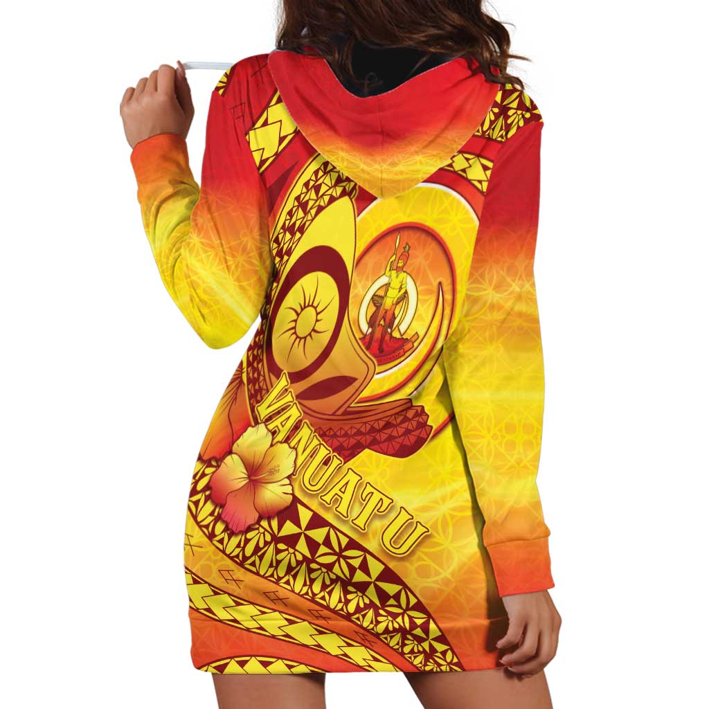 Vanuatu 45 Yia Indipendens Anivesari Hoodie Dress Tamtam Drum With Boar Tusk LT05 - Polynesian Pride