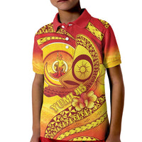 Vanuatu 45 Yia Indipendens Anivesari Kid Polo Shirt Tamtam Drum With Boar Tusk LT05 Kid Yellow - Polynesian Pride