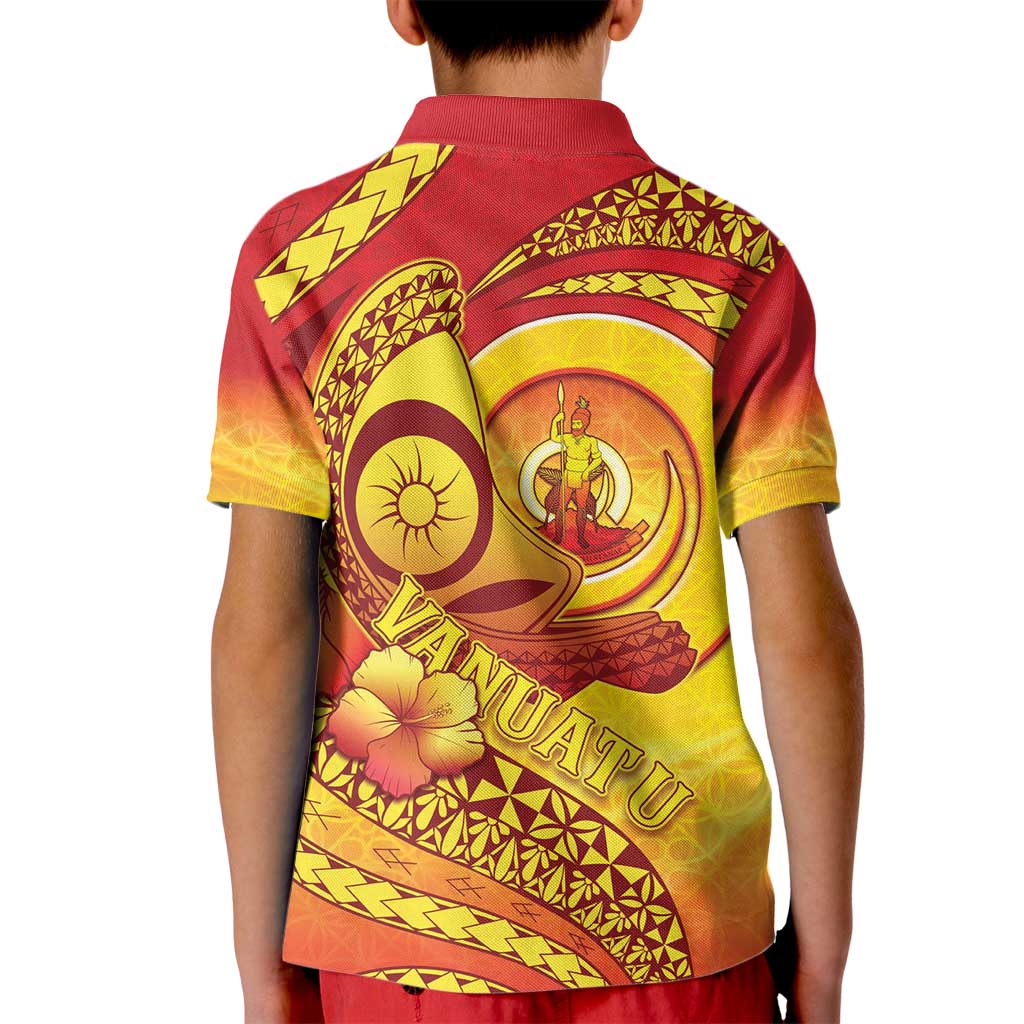 Vanuatu 45 Yia Indipendens Anivesari Kid Polo Shirt Tamtam Drum With Boar Tusk LT05 - Polynesian Pride