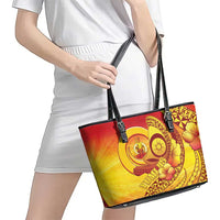 Vanuatu 45 Yia Indipendens Anivesari Leather Tote Bag Tamtam Drum With Boar Tusk - Polynesian Pride