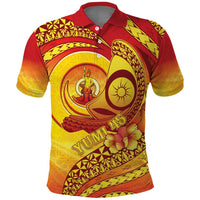 Vanuatu 45 Yia Indipendens Anivesari Polo Shirt Tamtam Drum With Boar Tusk LT05 Yellow - Polynesian Pride