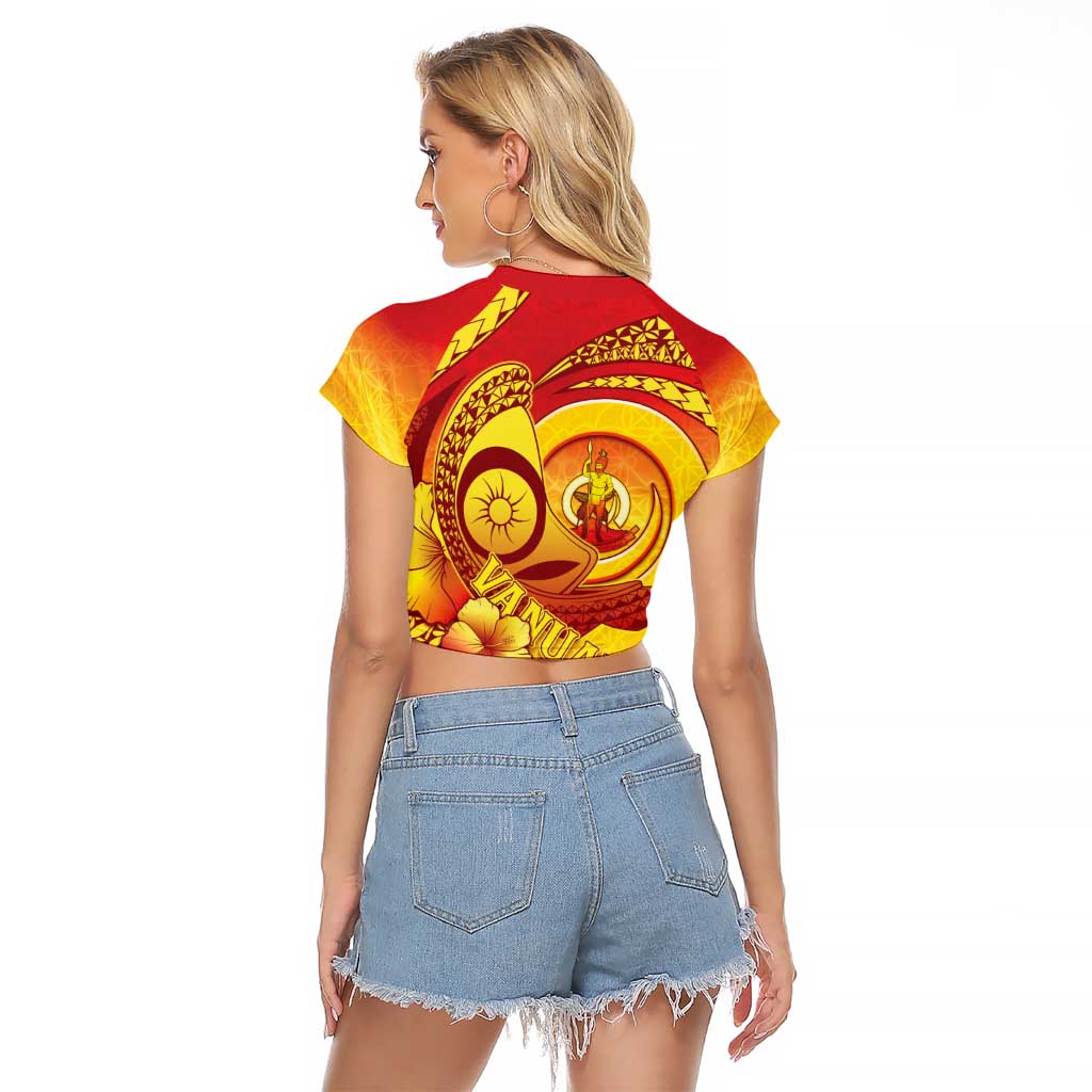 Vanuatu 45 Yia Indipendens Anivesari Raglan Cropped T Shirt Tamtam Drum With Boar Tusk LT05 - Polynesian Pride