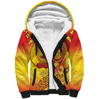 Vanuatu 45 Yia Indipendens Anivesari Sherpa Hoodie Tamtam Drum With Boar Tusk LT05 Unisex Yellow - Polynesian Pride