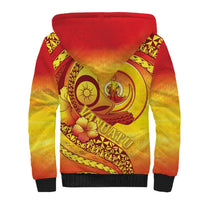 Vanuatu 45 Yia Indipendens Anivesari Sherpa Hoodie Tamtam Drum With Boar Tusk LT05 - Polynesian Pride