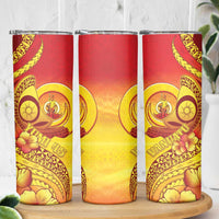 Vanuatu 45 Yia Indipendens Anivesari Skinny Tumbler Tamtam Drum With Boar Tusk LT05 - Polynesian Pride