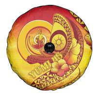 Vanuatu 45 Yia Indipendens Anivesari Spare Tire Cover Tamtam Drum With Boar Tusk LT05 - Polynesian Pride
